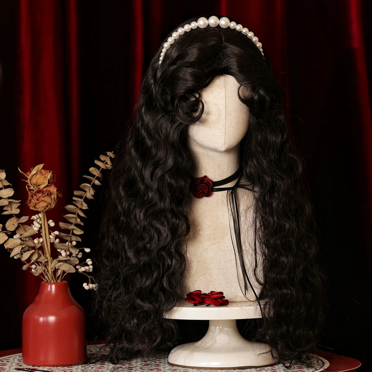Mabuxi~Gypsy Rose~Black Retro Lolita Curly Wigs Fluffy Sheep Curl Wigs