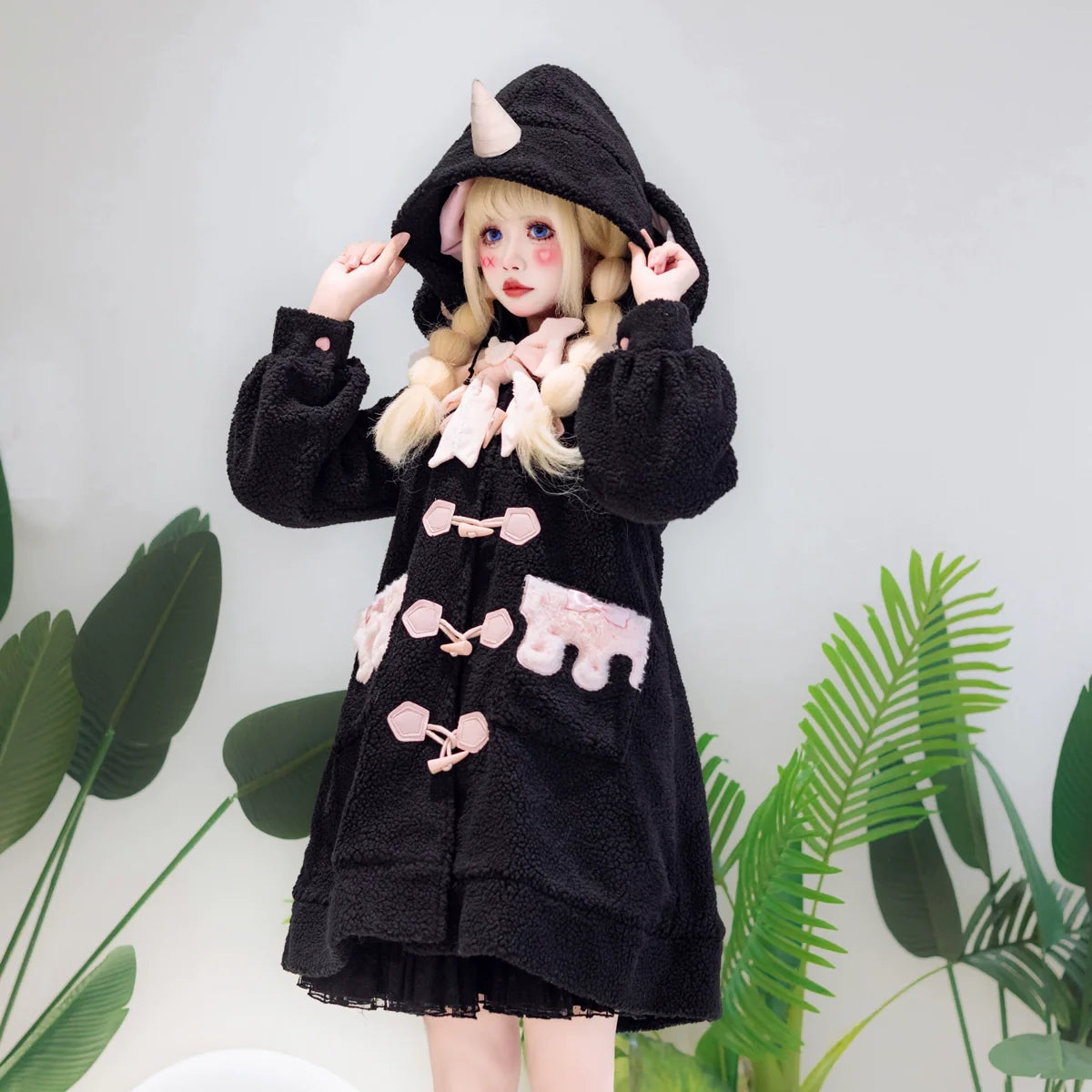Forest Fluorescent Carps~Sweet Lolita Winter Coat Unicorn and Rabbit Ear Coat
