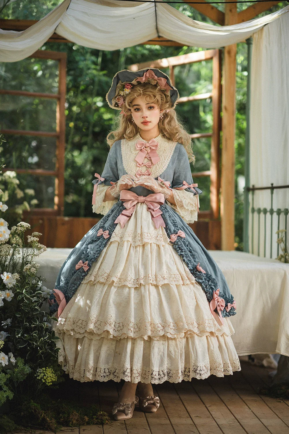 Miss Point~Lilyka Garden~Classic Lolita OP Dress Elegant Floral Wall Princess Sleeve