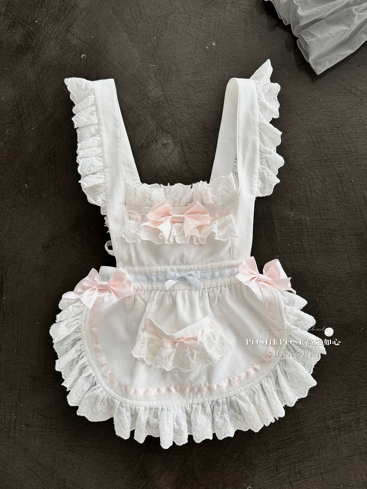 POSHEPOSE~Maid Bunny~Gorgeous Sweet Lolita OP Dress with Detachable Sleeves and Apron