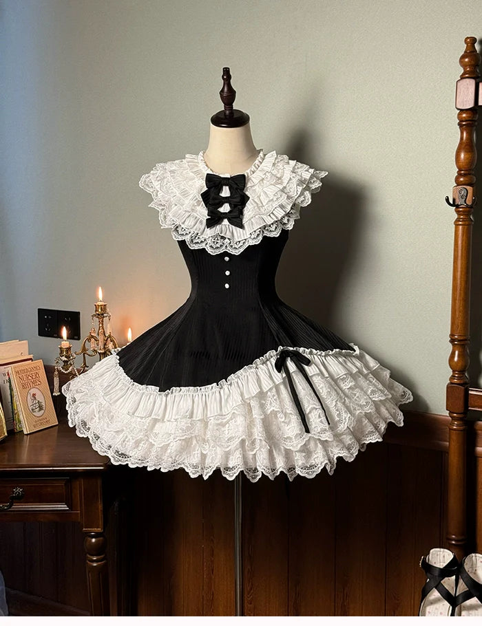 Alice Girl~Arrogant Miss~Sweet Lolita Jumper Dress with Tiered Lace Dress