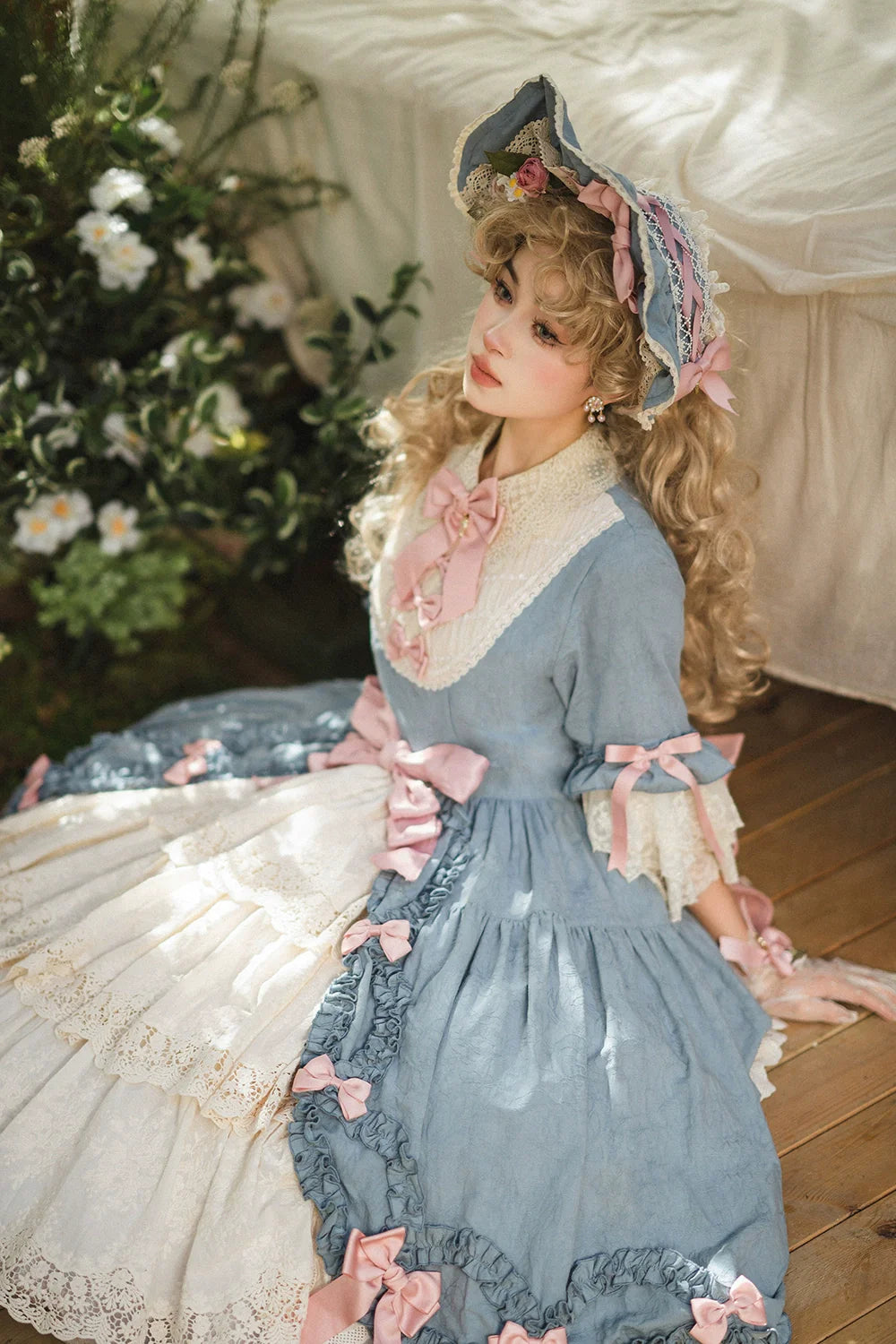 Miss Point~Lilyka Garden~Classic Lolita OP Dress Elegant Floral Wall Princess Sleeve