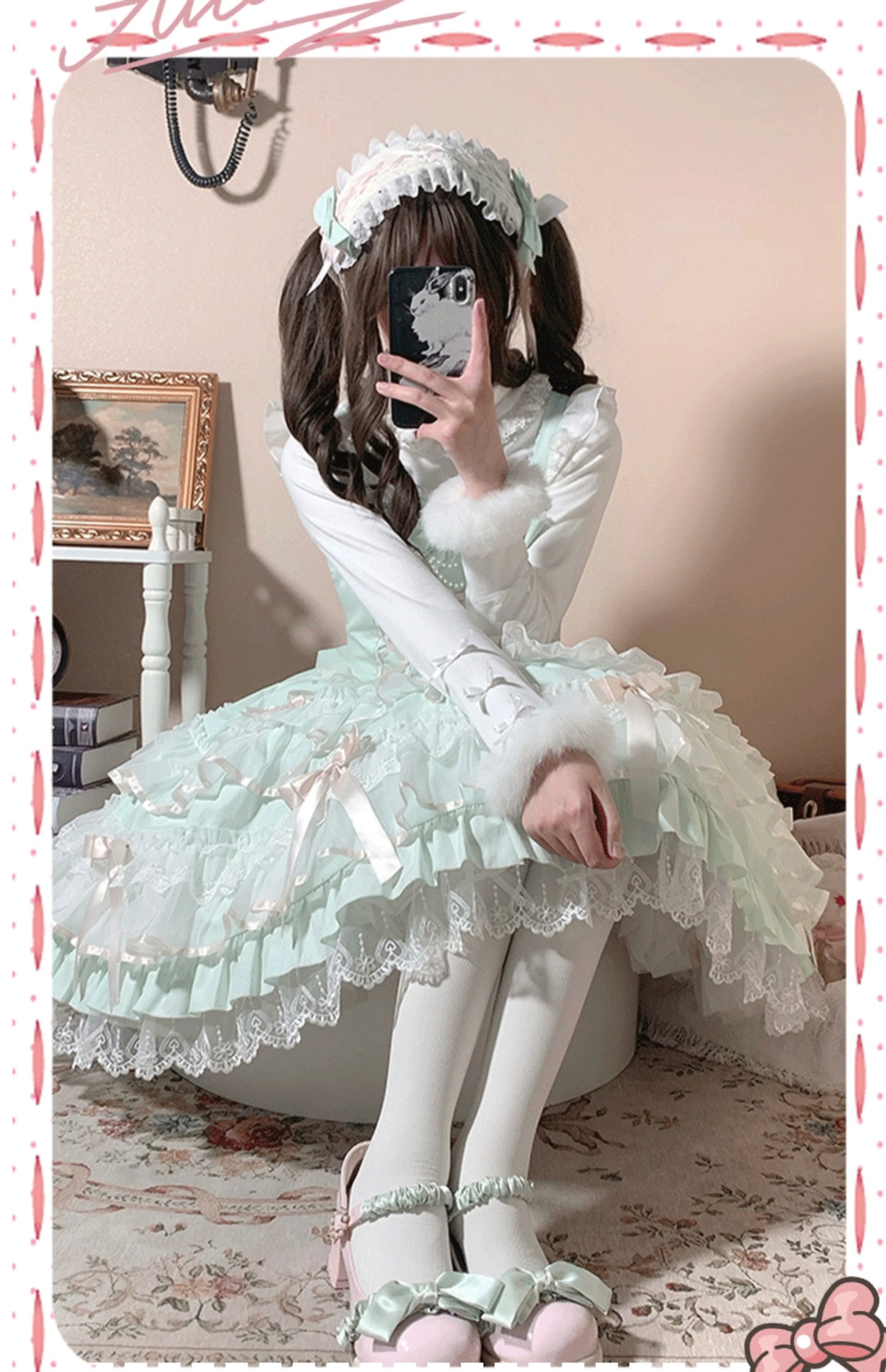 ZhiJinYuan~Love Notebook~Old School Lolita JSK Vintage Doll Tiered Dress