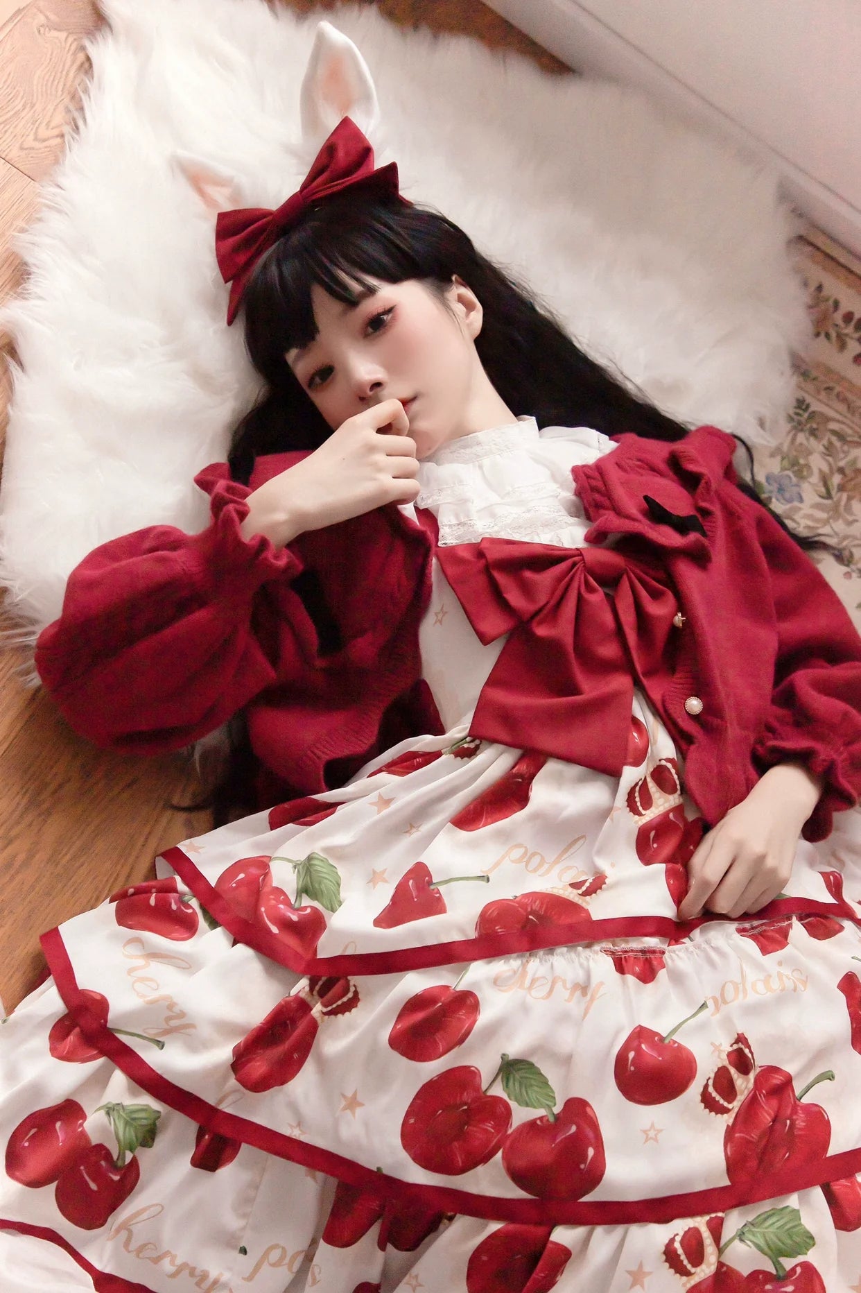 Polaris Lolita~Cherry Crown~Sweet Lolita JSK Three-tiered Dress