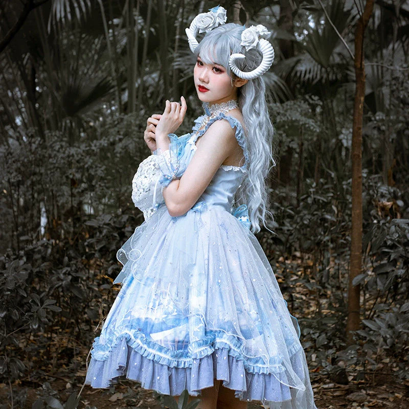 YingLuoFu~Wedding Lolita JSK Suit Printed Classic Lolita Dress
