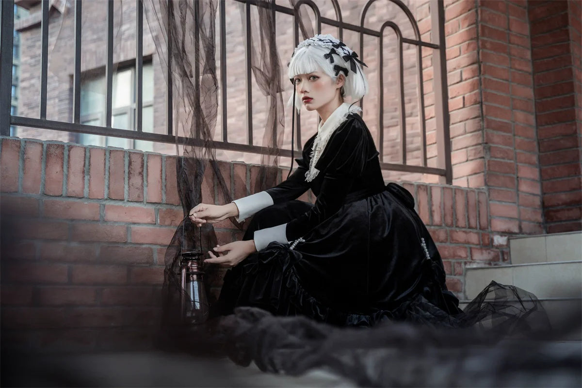 Sweet Date~Halloween Gothic Lolita OP Dress Princess Winter Dress