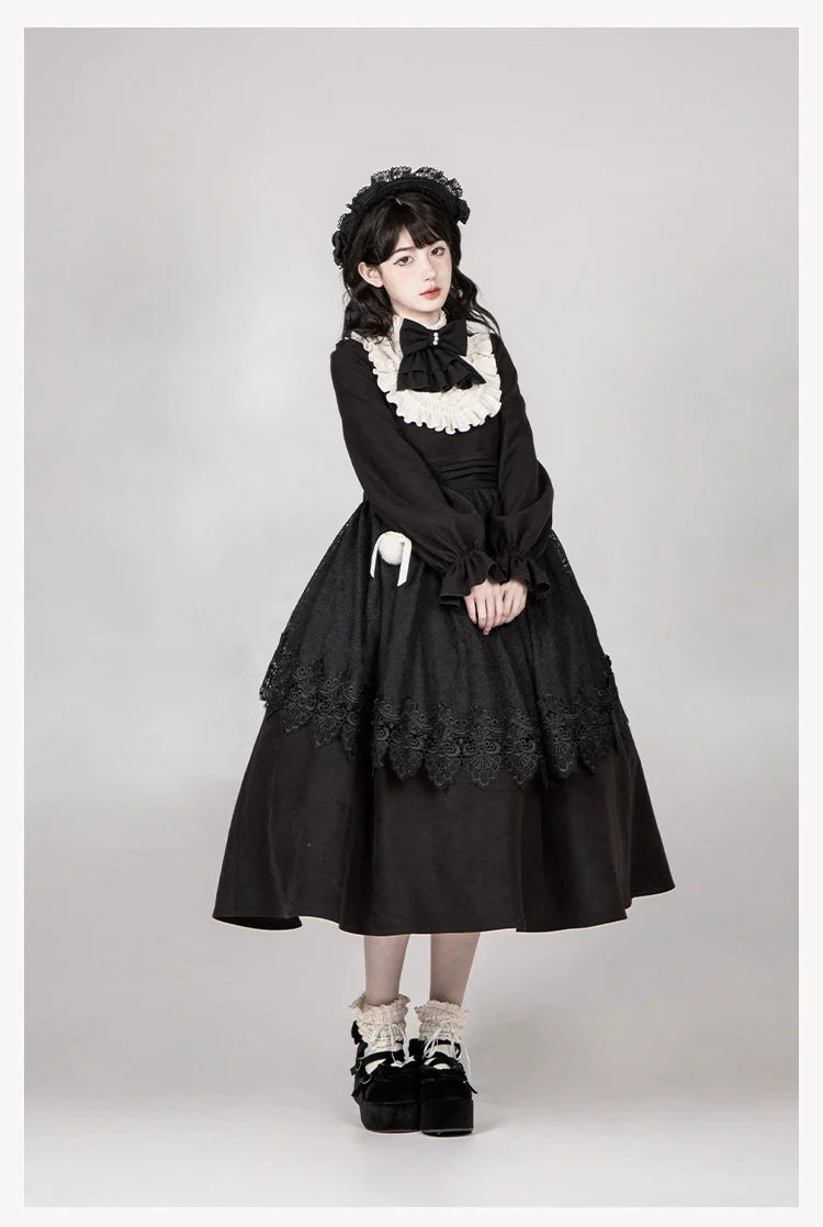 With PUJI~Twilight Choir~Twin Lolita OP Suit Loose Version Dress with Apron