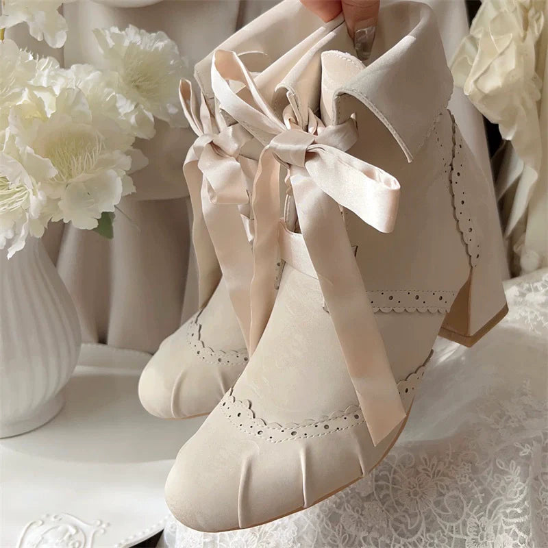 MR.Qiutian~Unknown Lady~Retro Lolita Shoes Round Head Boots for Autumn and Winter