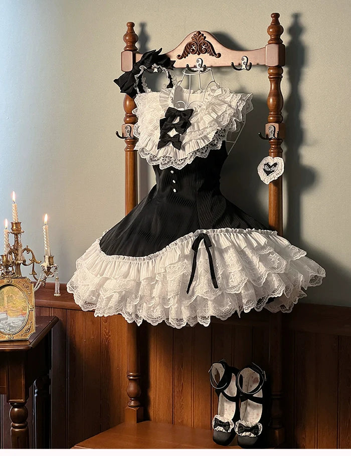 Alice Girl~Arrogant Miss~Sweet Lolita Jumper Dress with Tiered Lace Dress