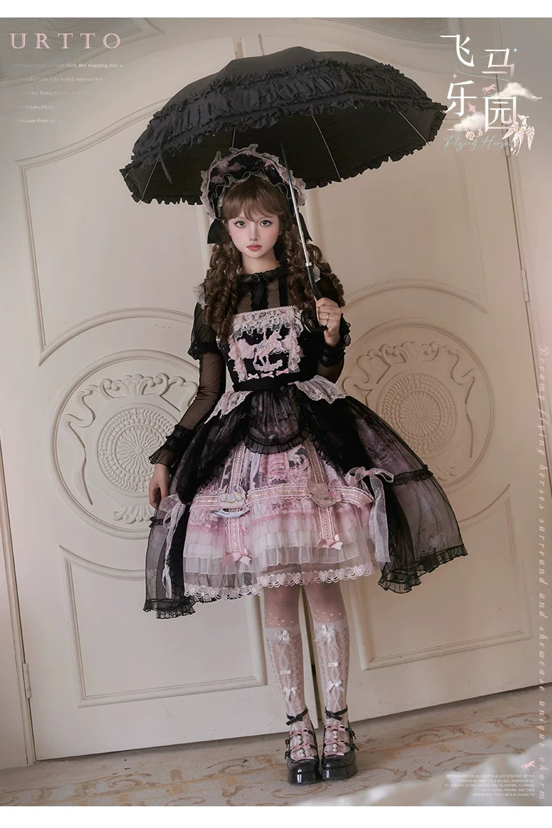 Urtto~Pegasus Park~Sweet Lolita JSK Dress Dual Color Princess Lolita Dress Set