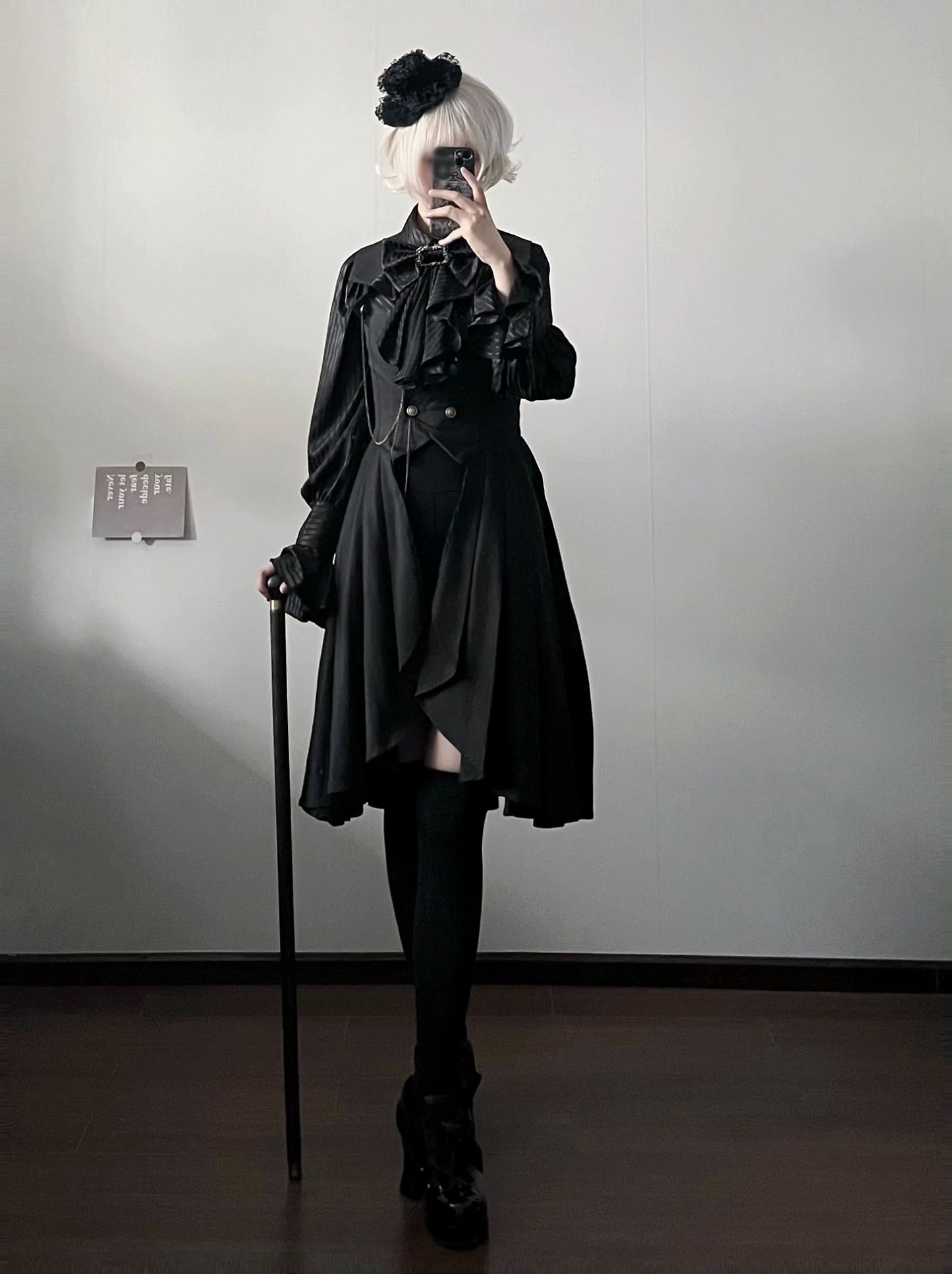 Gazing Galactic~Moonstone~Ouji Lolita Black Vest Prince Long Trailing Vest