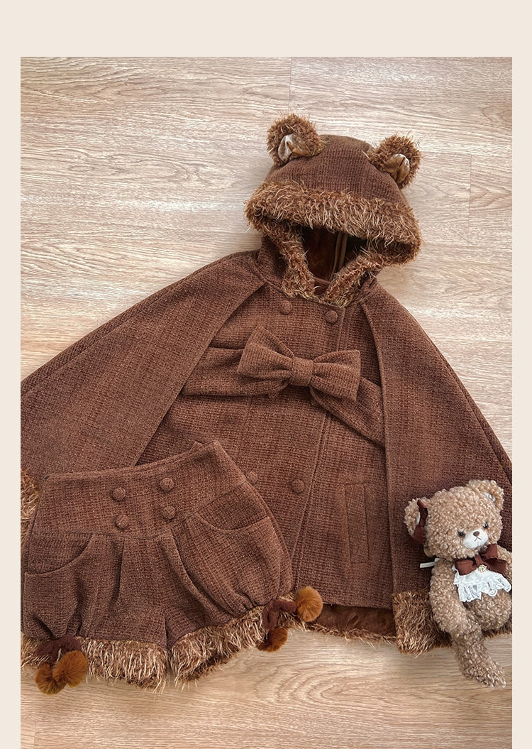 Tan Tuan~Rabbit & Bear~Winter Kawaii Lolita Cape and Shorts