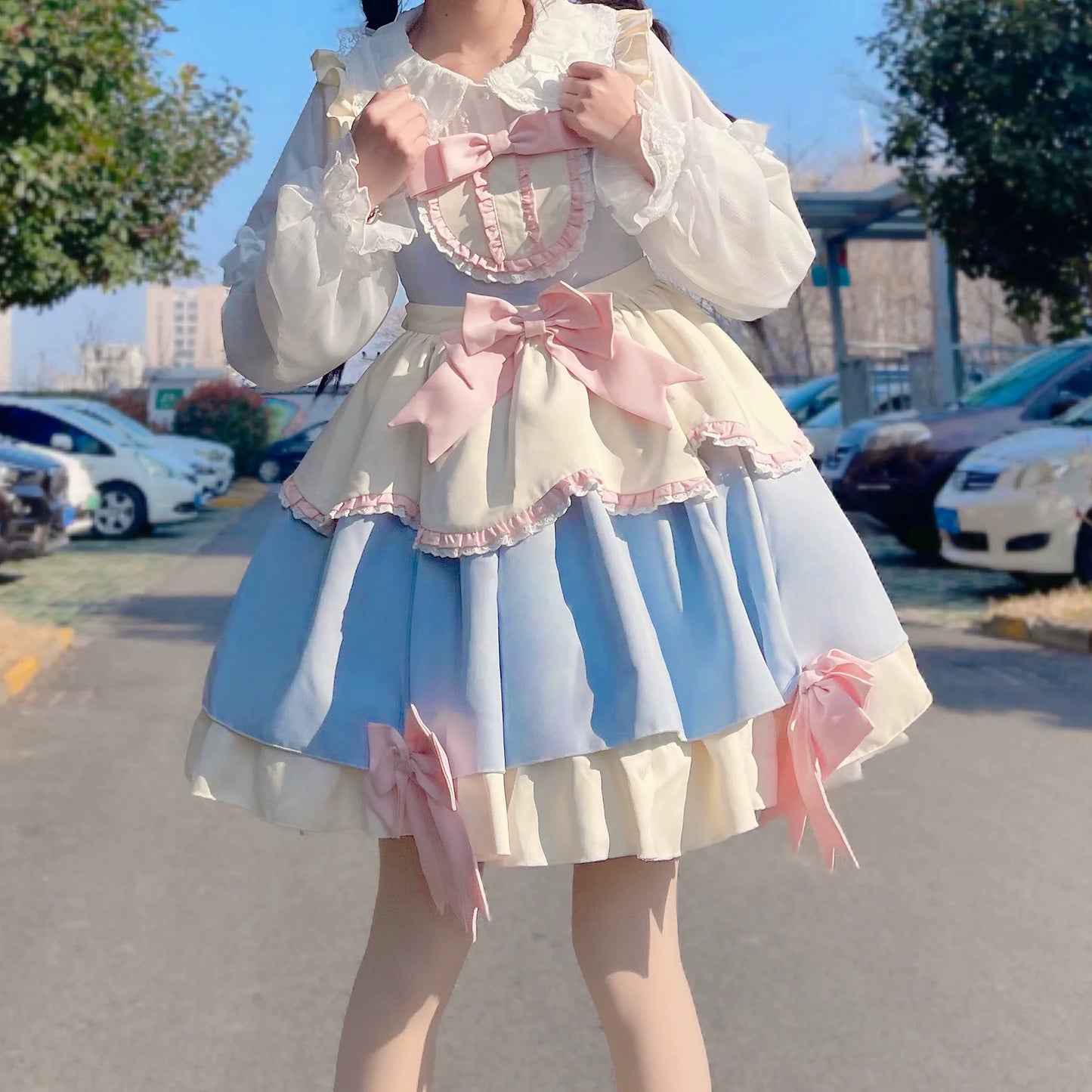 DMFS Lolita~Sweet Lolita Blouse Double-layered Puff Sleeves Lolita Shirt
