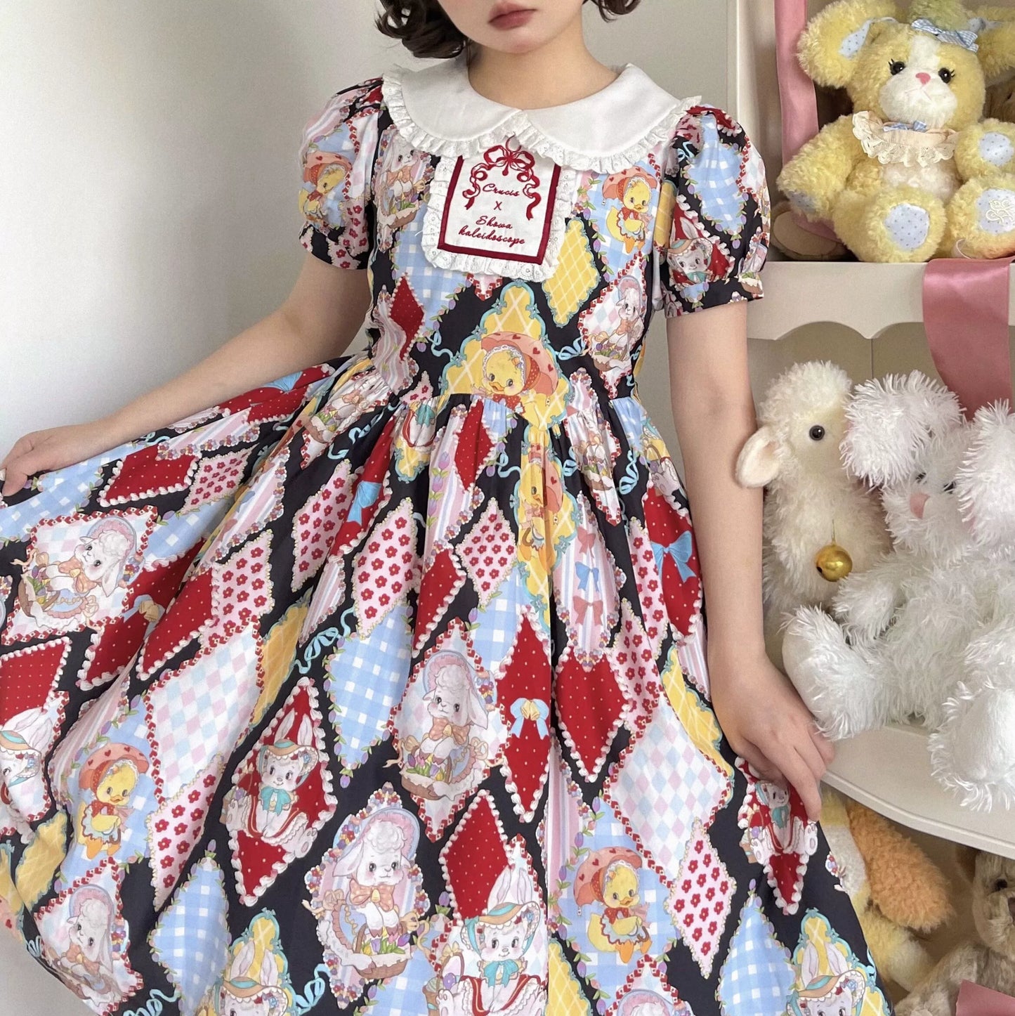 Southern Cross~Showa Kaleidoscope~Sweet Lolita OP SK and JSK with Rabbit Print
