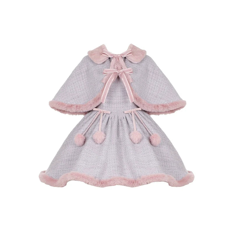 With PUJI~Winter Love Song~Winter Sweet Lolita JSK Suit Plush Cape