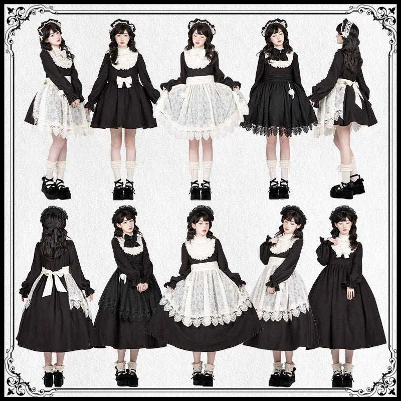 With PUJI~Twilight Choir~Twin Lolita OP Suit Loose Version Dress with Apron
