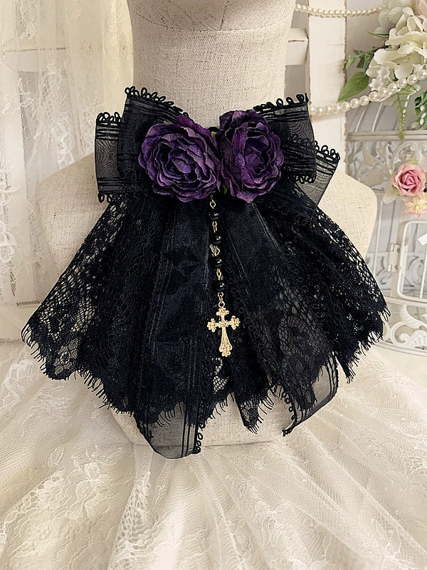 Sweet Jelly Lolita~Black Gothic Lolita Necklace Lace Lolita Brooch
