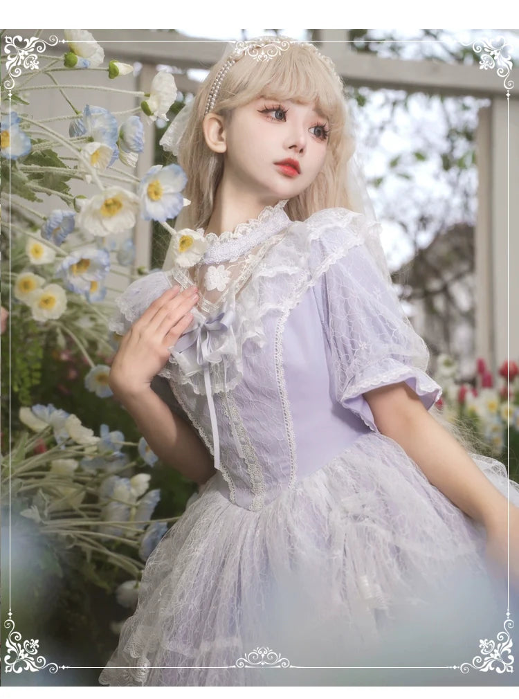 Eieyomi~Iris Love~Classic Lolita OP Princess Lolita Puff Dress and Veil
