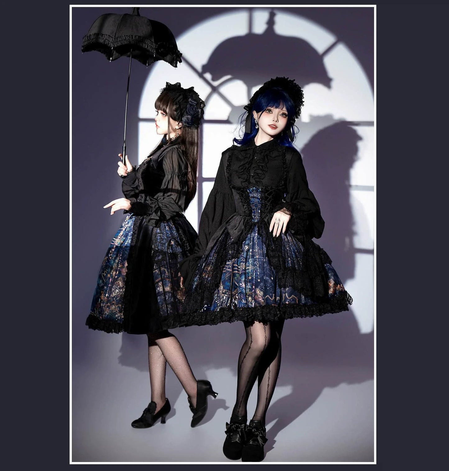SUSIN~Night Traveler~Classic and Elegant Gothic Dress with Colorful Window Prints