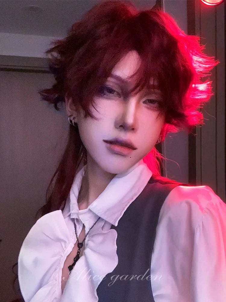 Alicegarden~Red Ouji Lolita Wig Long Curly Prince Lolita Hairpiece