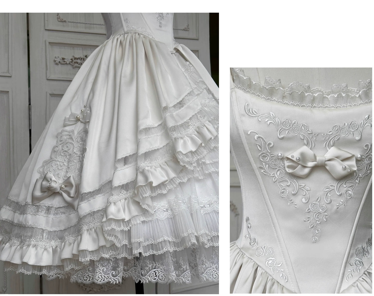 Garden Cat~Rose Promise~Classic Lolita JSK Embroidery Jumper Dress Built-in Fishbone