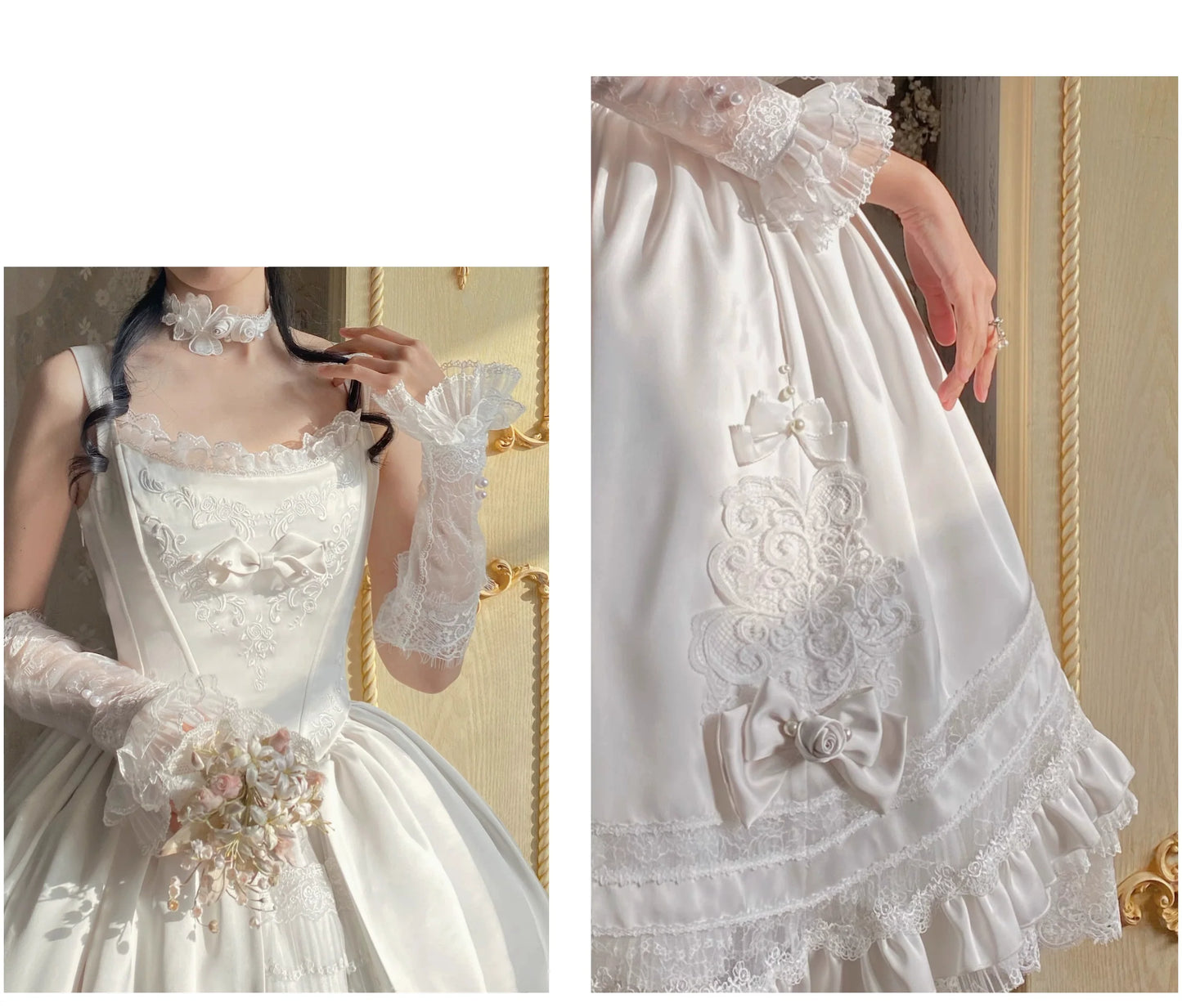 Garden Cat~Rose Promise~Classic Lolita JSK Embroidery Jumper Dress Built-in Fishbone