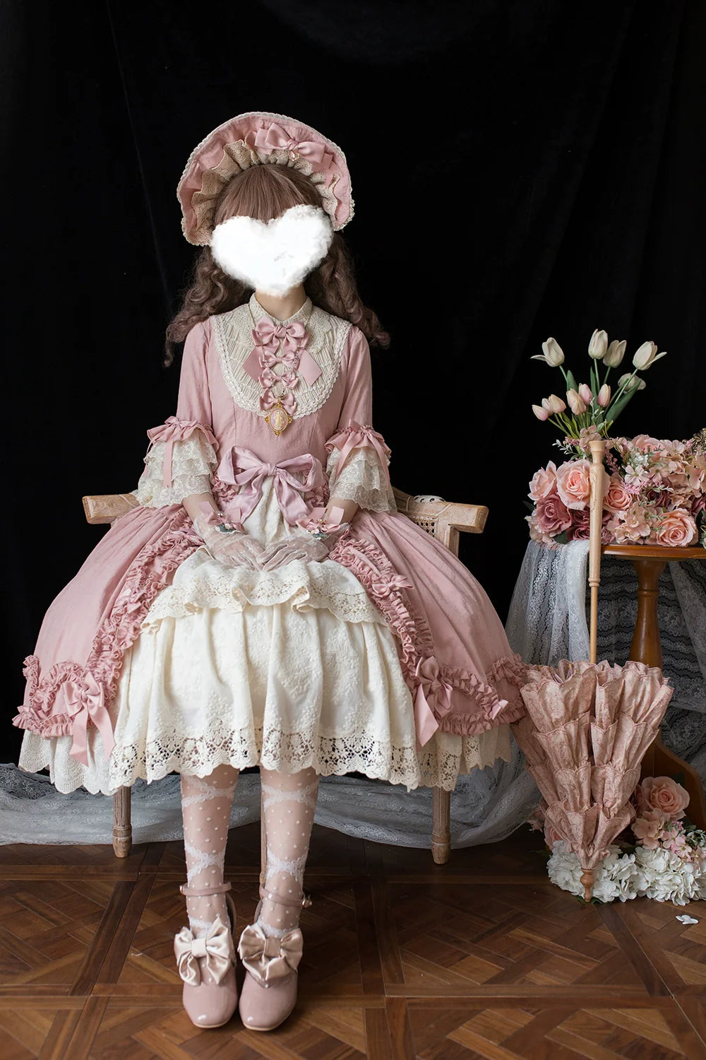 Miss Point~Lilyka Garden~Classic Lolita OP Dress Elegant Floral Wall Princess Sleeve