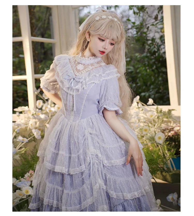 Eieyomi~Iris Love~Classic Lolita OP Princess Lolita Puff Dress and Veil
