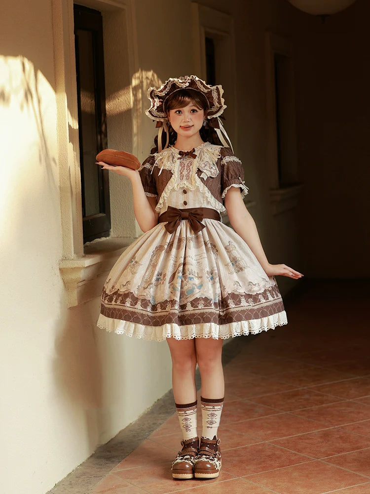 Alice Girl~Sea Salt Fairytale~Sweet Doll-like Lolita OP Animal Printed Lolita Dress