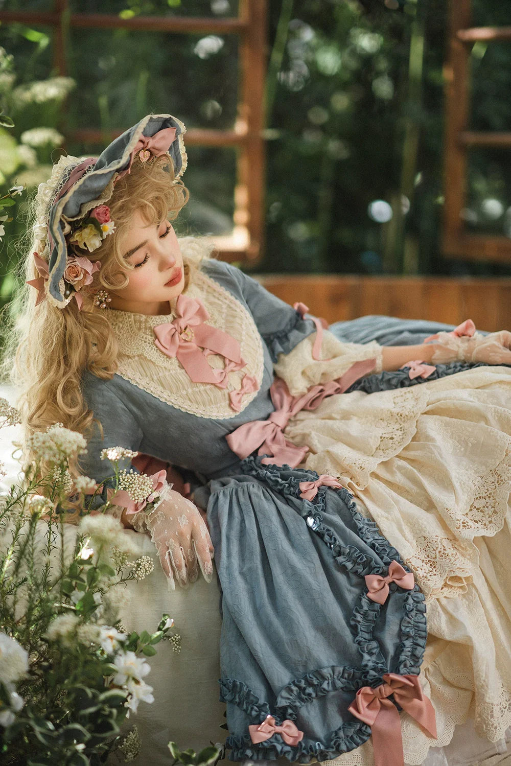 Miss Point~Lilyka Garden~Classic Lolita OP Dress Elegant Floral Wall Princess Sleeve