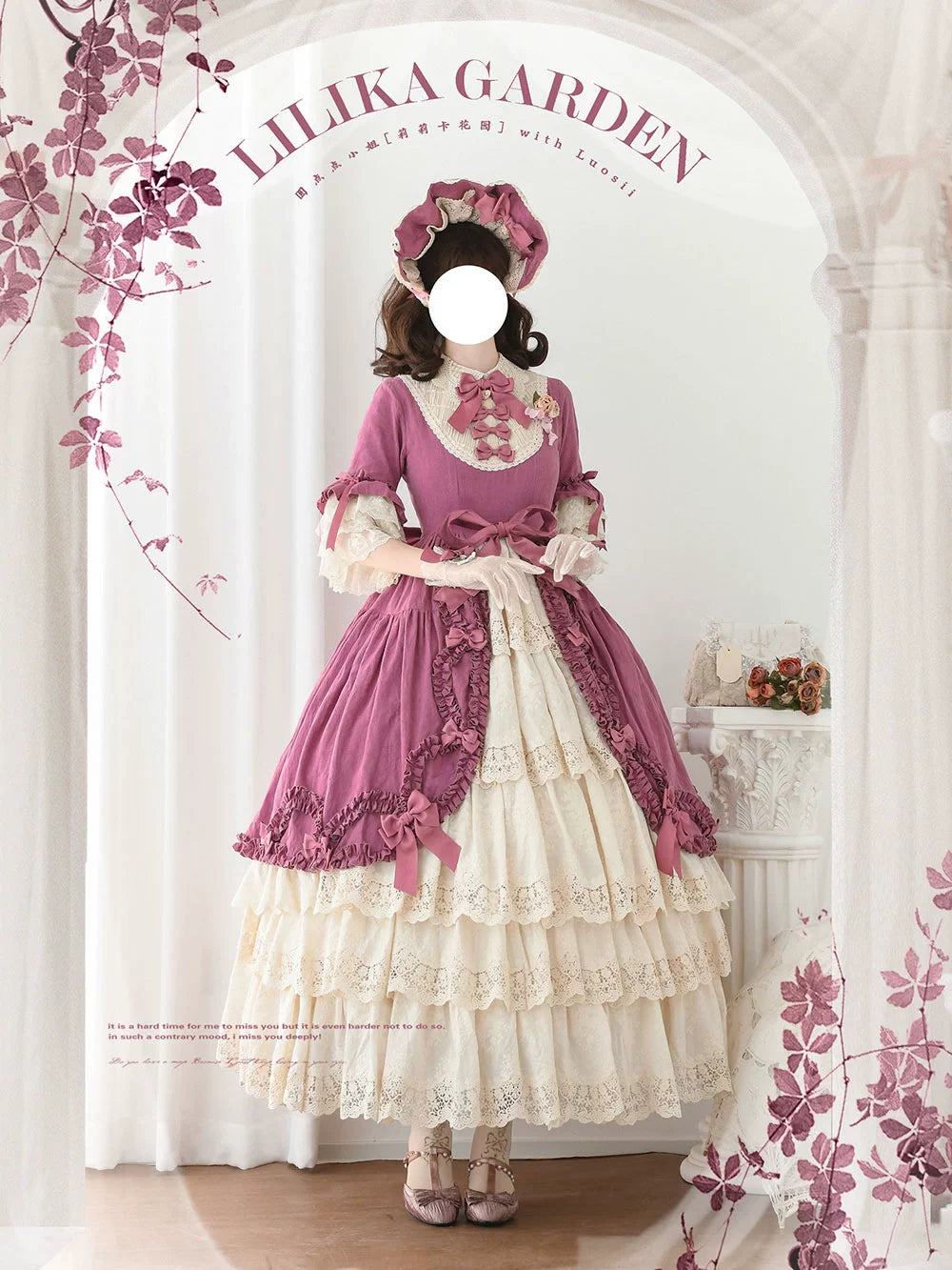 Miss Point~Lilyka Garden~Classic Lolita OP Dress Elegant Floral Wall Princess Sleeve