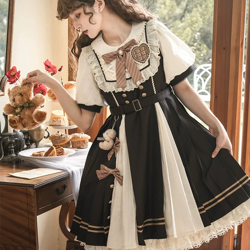 Letters from Unknown Star~Chocolate Workshop~Elegant Lolita OP Daily Short Sleeve Dress
