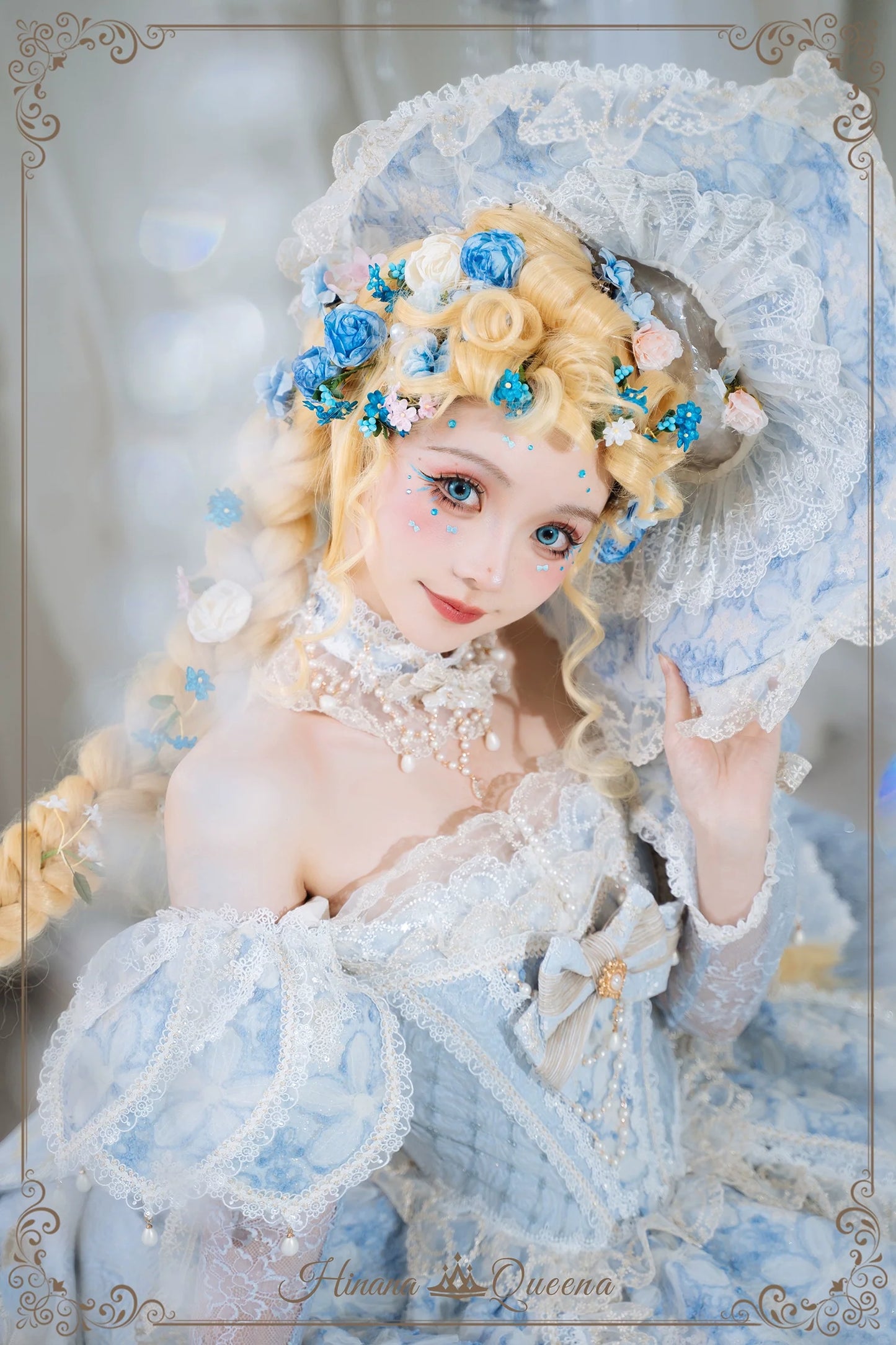 HinanaQueena~With Belle~Bridal Lolita Dress Accessory Set Top Hat and Trailing