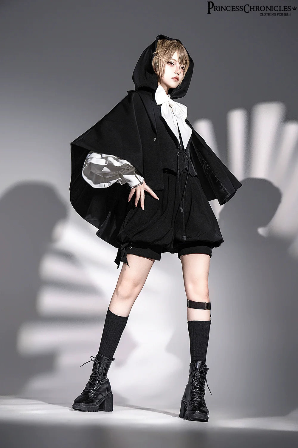Princess Chronicles~Rabbit Feather~Black Ouji Lolita Vest Shorts Suit Prince Cloak Set