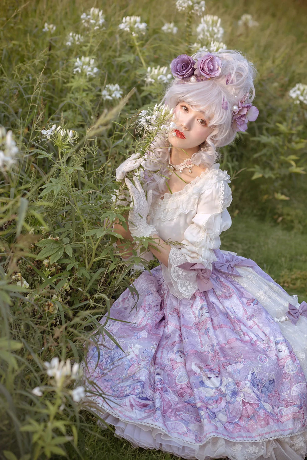 Miss Point~Elizabeth Meow~Classic Lolita Blouse Lotus Root Sleeve Lolita Shirt