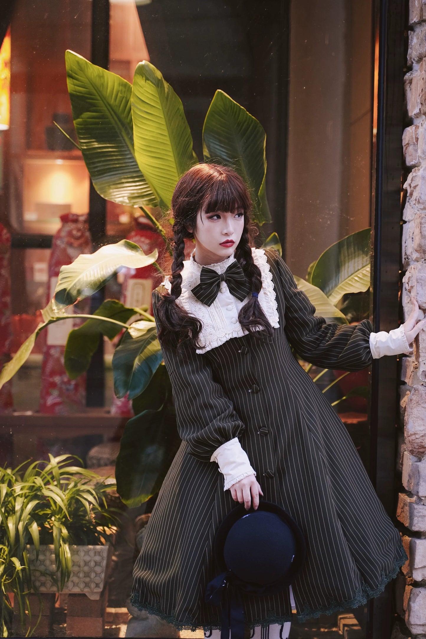 Strawberry Witch~Daily Lolita Coat Sherlock Style Lolita Coat Striped OP