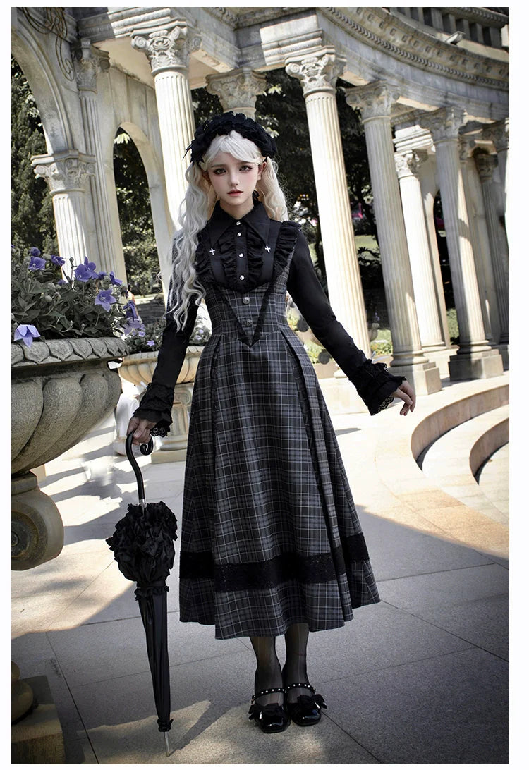 With PUJI~Ming Stationery~Gothic Lolita Bustier Dress and Shawl Set Lolita Blouse