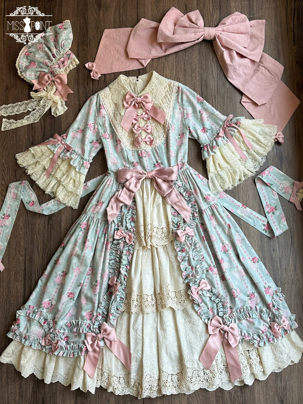Miss Point~Lilyka Garden~Classic Lolita OP Dress Elegant Floral Wall Princess Sleeve