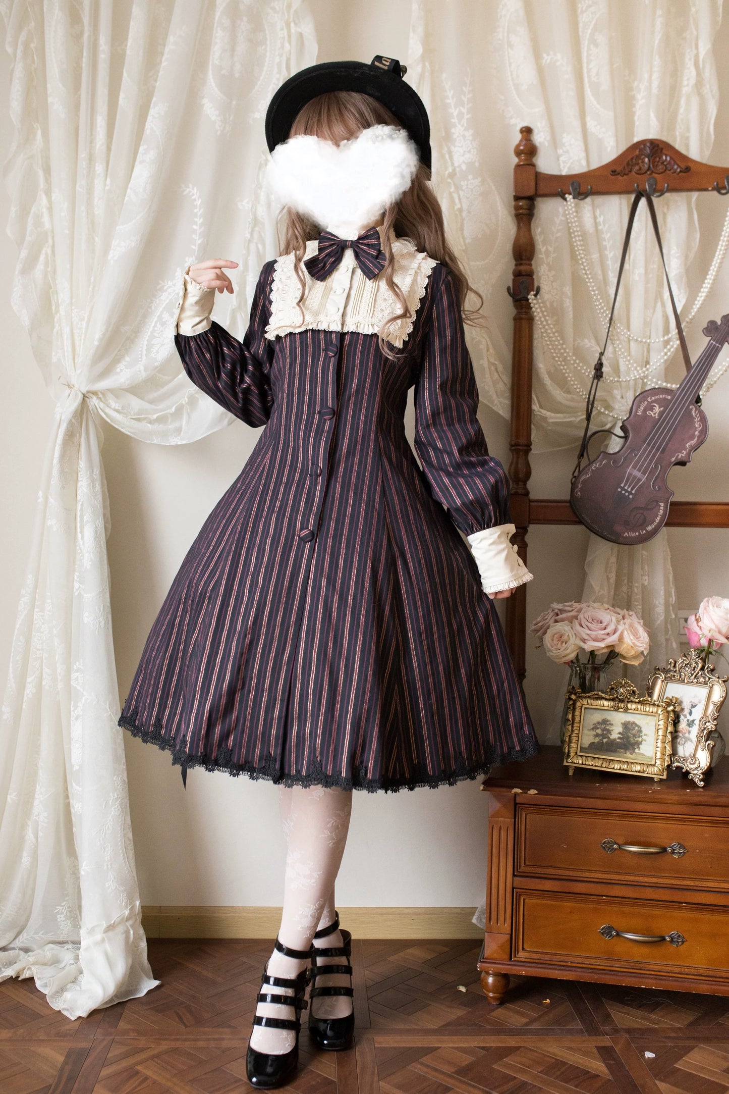Strawberry Witch~Daily Lolita Coat Sherlock Style Lolita Coat Striped OP