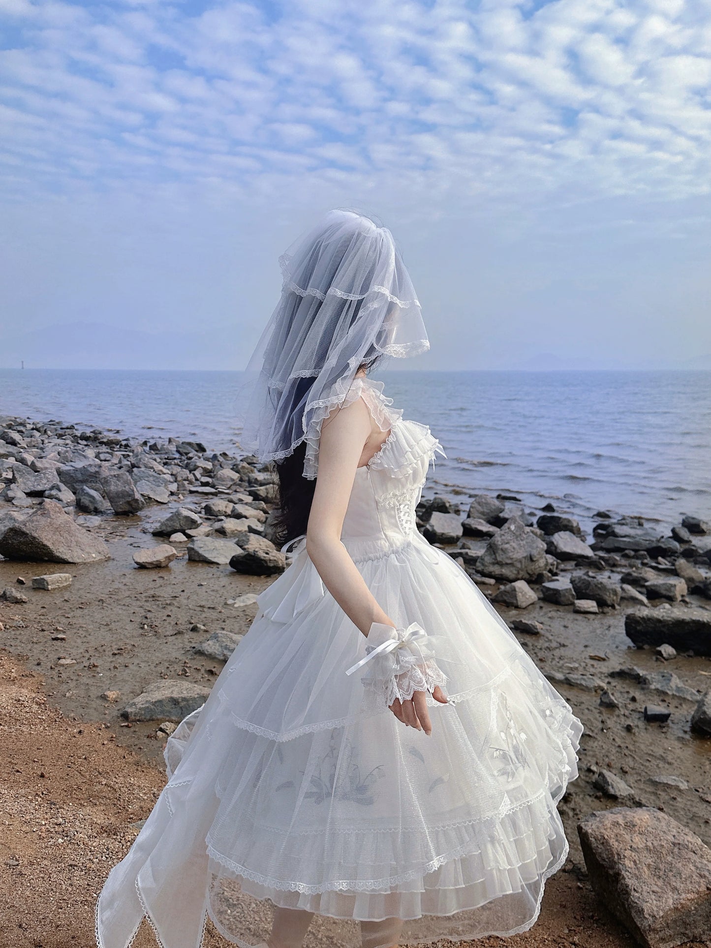 Mieye~Elegant Lolita JSK Flounce Hemline Multicolors