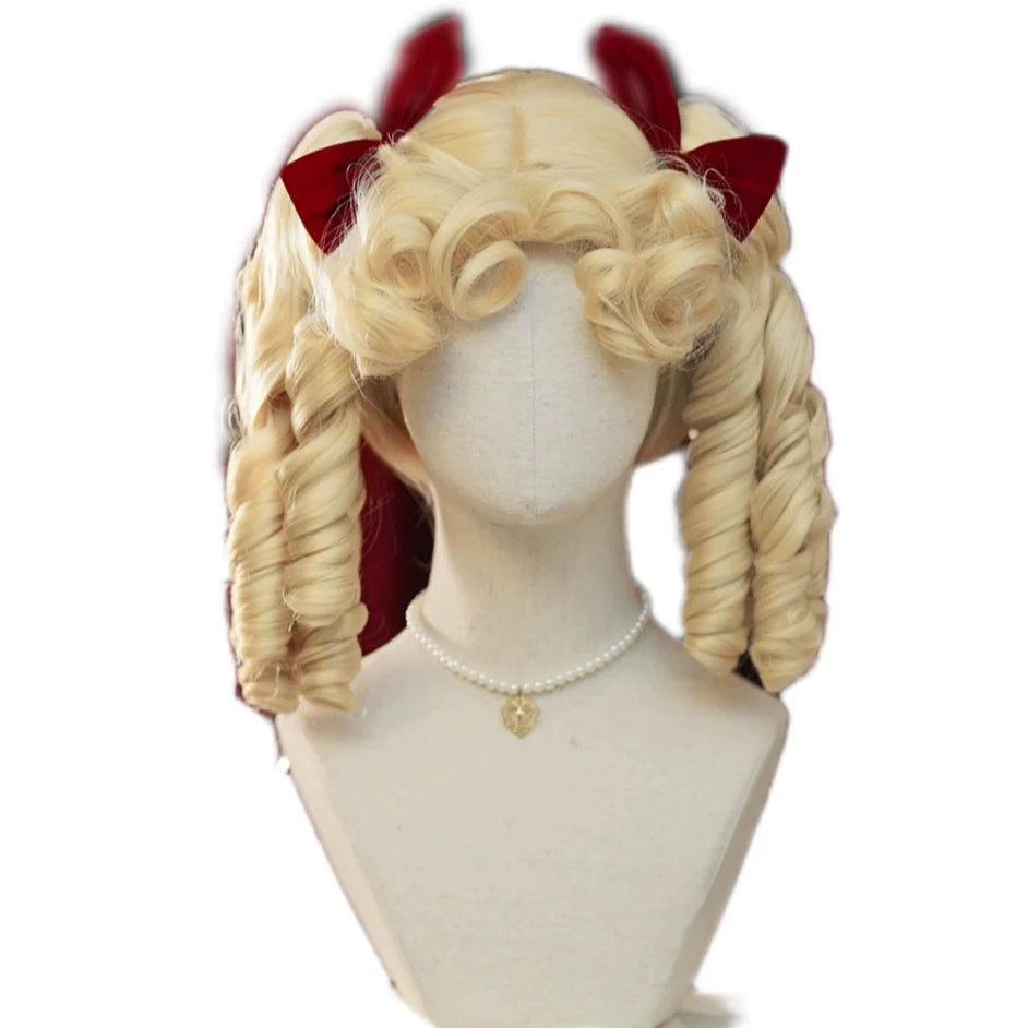 Mabuxi~Elizabeth~Light Gold Doll Lolita Wig Kawaii Roman Curls Ponytail