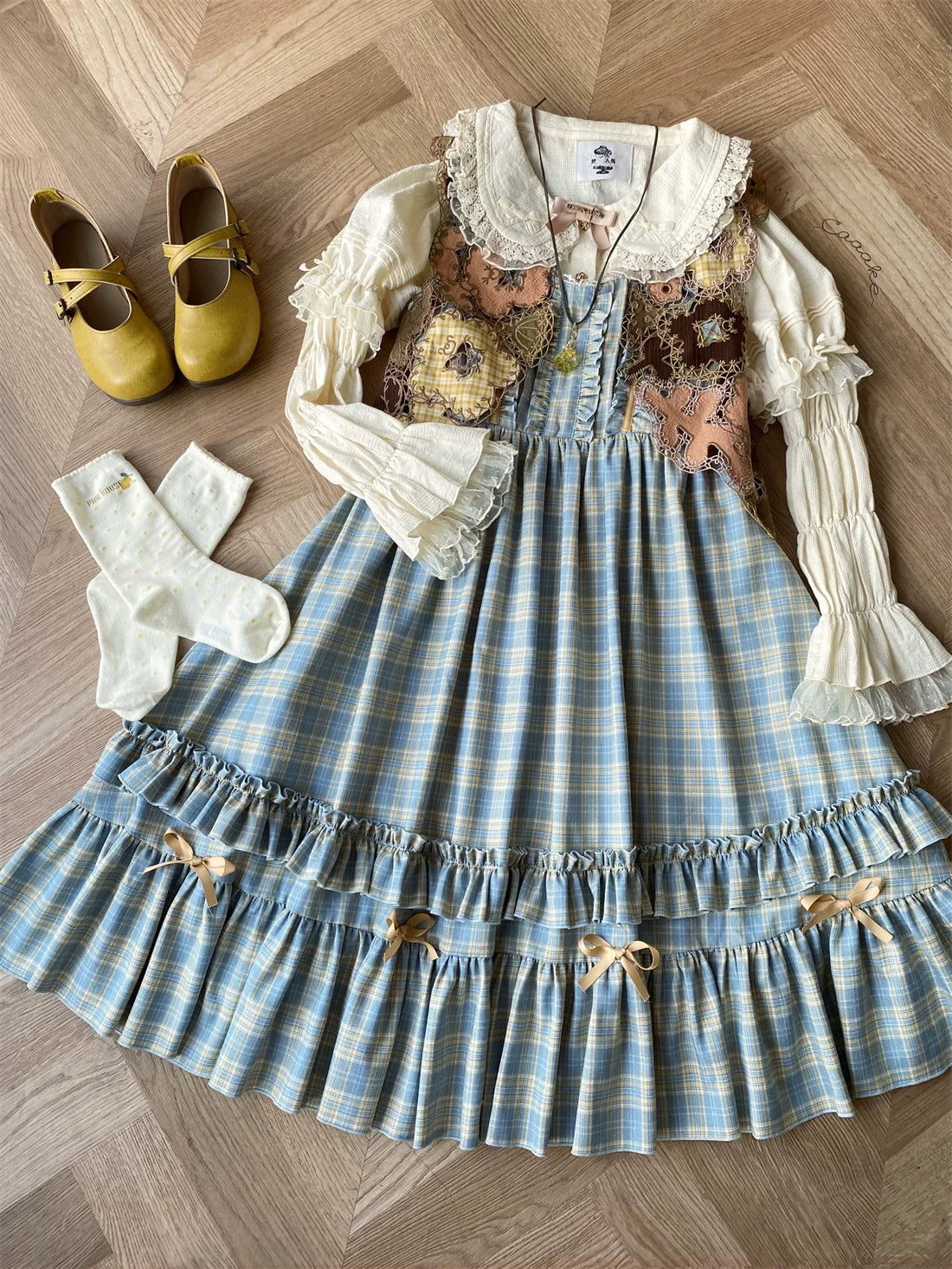 EESSILY~Green Fairy Tales~Classic Lolita Plaid JSK Plus Size Lolita Dress