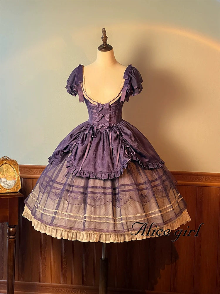 Alice girl~Yesterday Morning Mist~Classic Lolita JSK Elegant Low-cut Lolita Dress