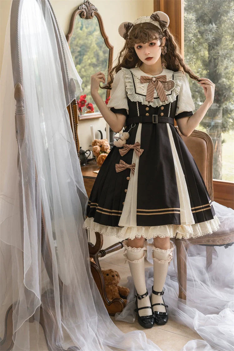 Letters from Unknown Star~Chocolate Workshop~Elegant Lolita OP Daily Short Sleeve Dress