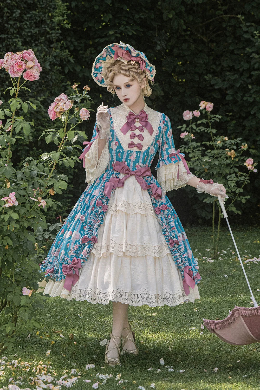 Miss Point~Lilyka Garden~Classic Lolita OP Dress Elegant Floral Wall Princess Sleeve