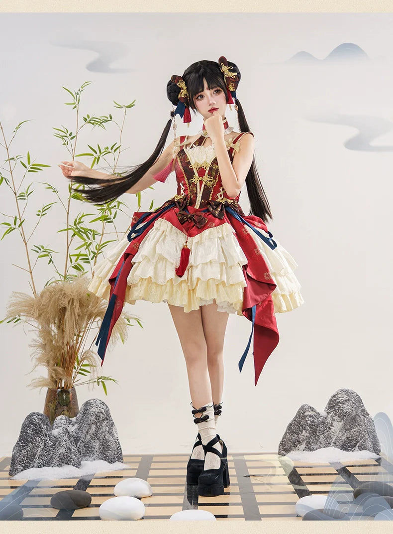 Urtto~Fengming Yaoshan~Winter Qi Lolita JSK Set with Chinese Style Cape and Bolero