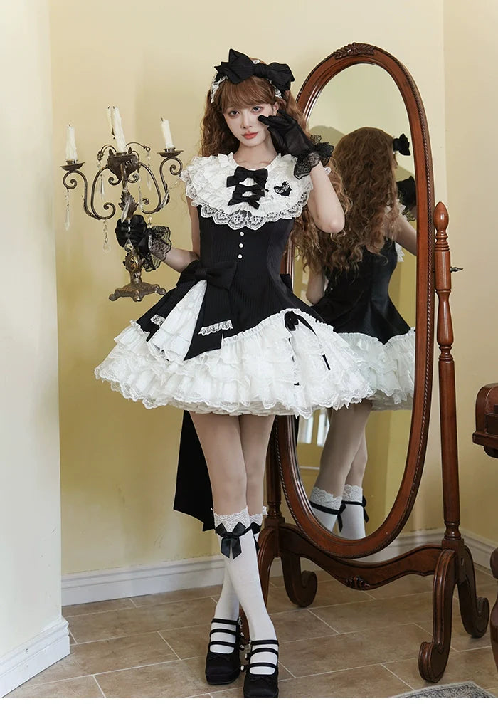 Alice Girl~Arrogant Miss~Sweet Lolita Jumper Dress with Tiered Lace Dress