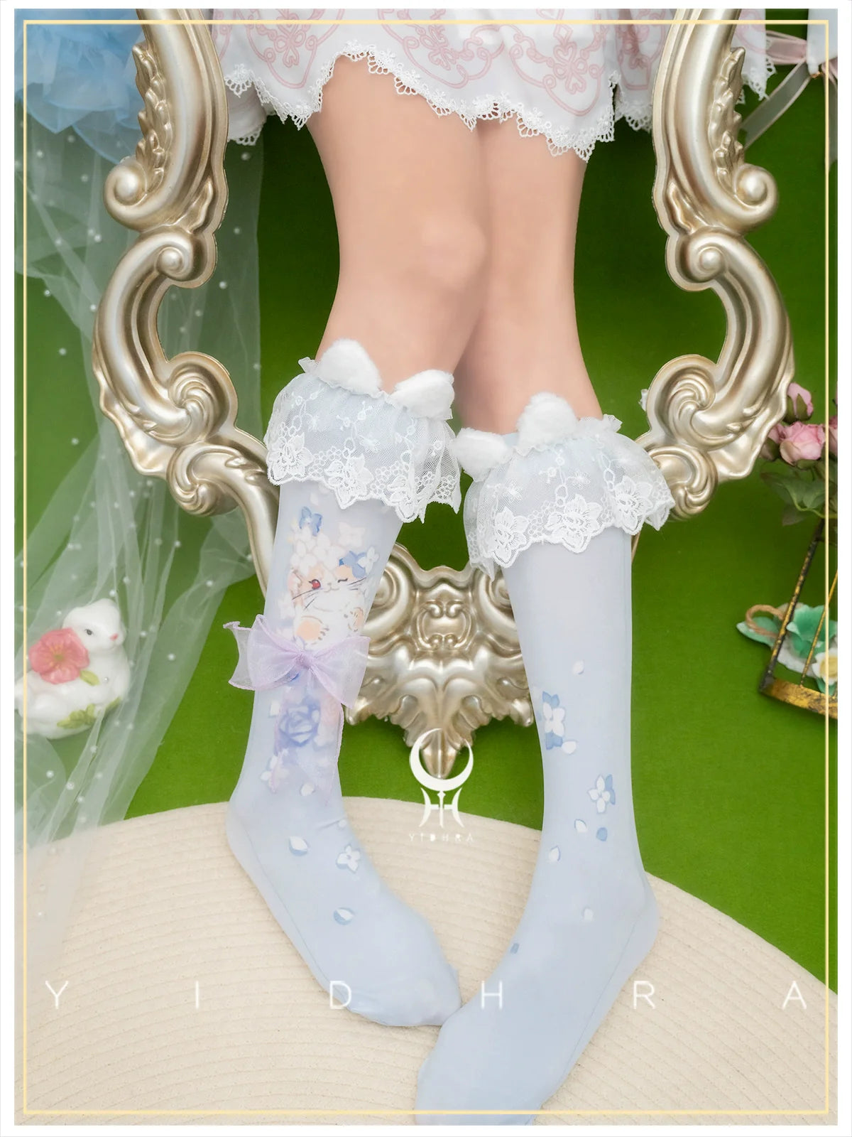Yidhra~Animal Garden~Kawaii Lolita Calf Socks Cat Rabbit Print Stockings