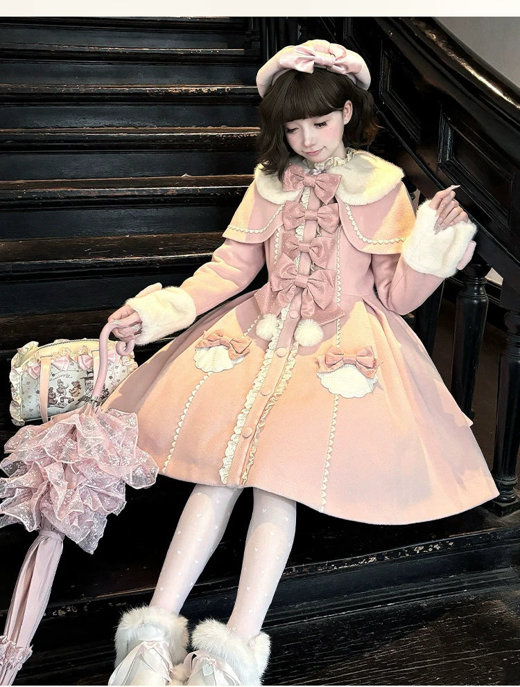 Sakurahime~Sweet Cookie~Sweet Lolita Coat Detachable Cape Pastel Outwear