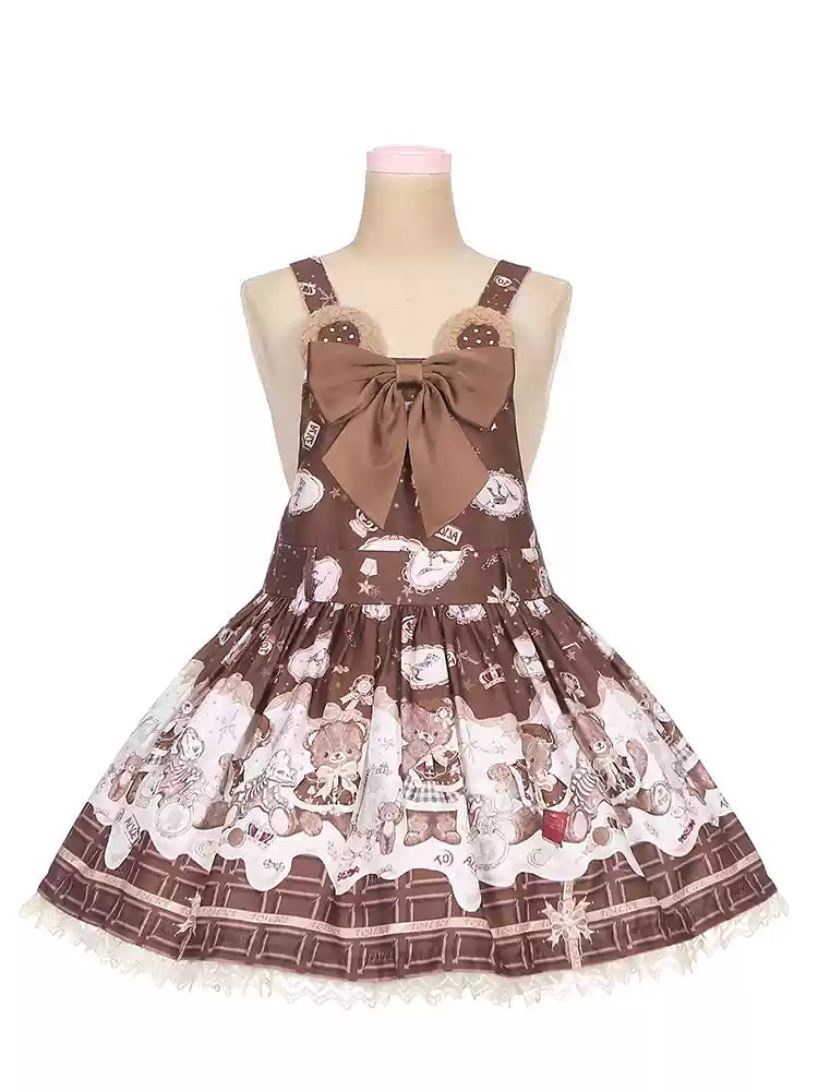 To Alice~Dear Dolls~Sweet Lolita Salopette Bear Print Dress
